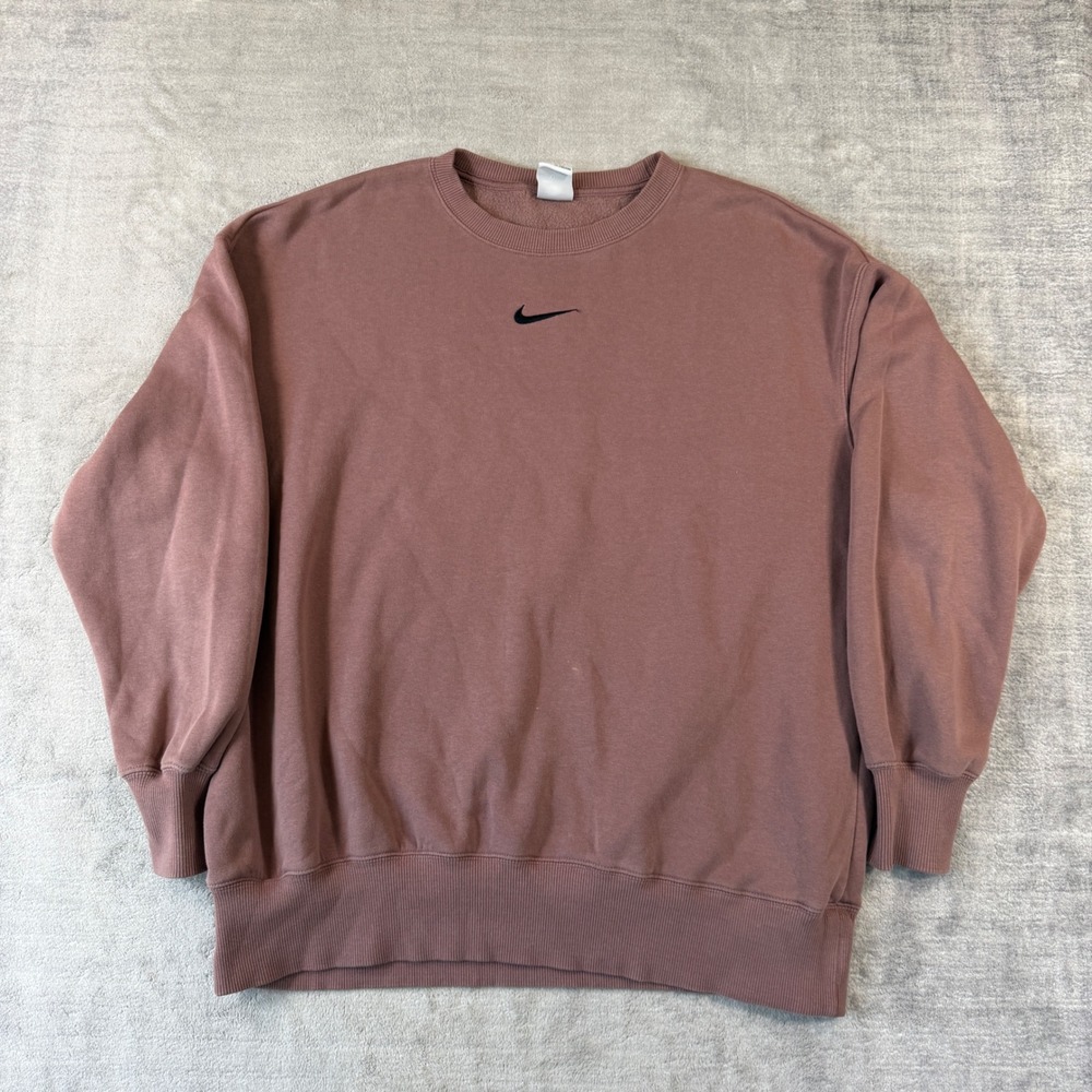Nike Sweatshirt Womens Medium Mauve Phoenix Fleece Oversized Crewneck Swoosh